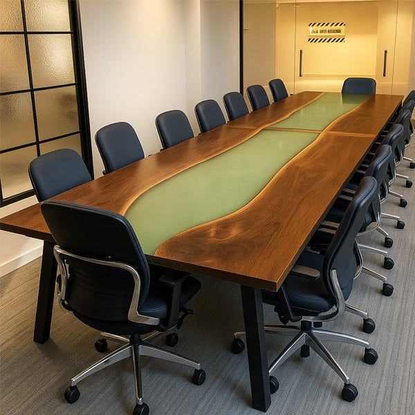 Epoxy Resin River table, Luna White River Table - Dining Table - LunaGlow