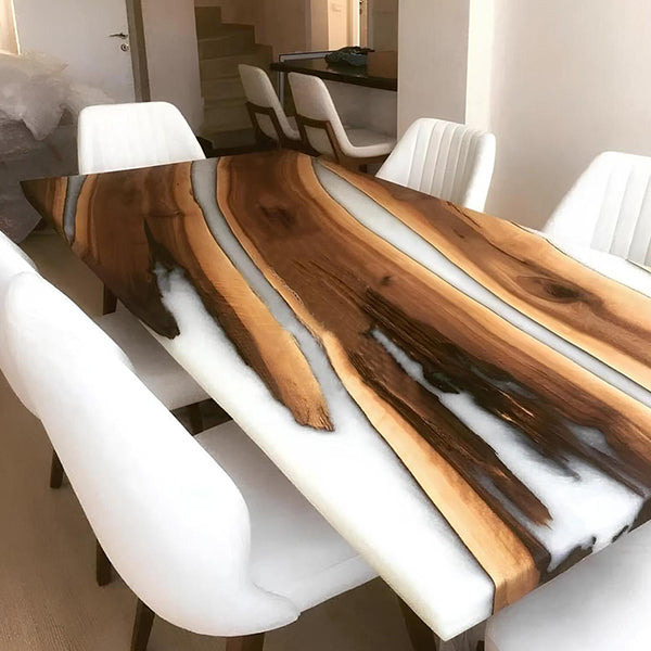 Epoxy Resin River table, White River Table, White sea - Dining Table - SnowResin