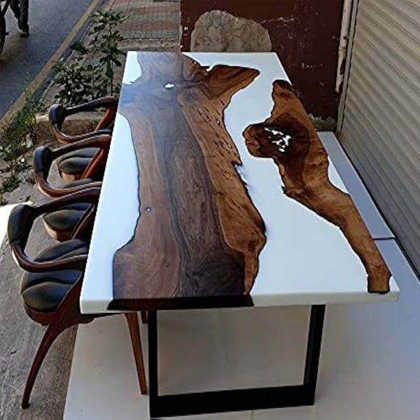 Epoxy Resin River table, White River Table, White sea - Dining Table - SnowResin 2