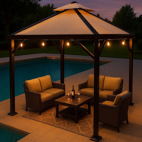 Garden Umbrella - Retractable Pergolas - Stable Patio Parasol - Square Umbrella - Gazebo Cum Umbrella - Oasis Firm 2