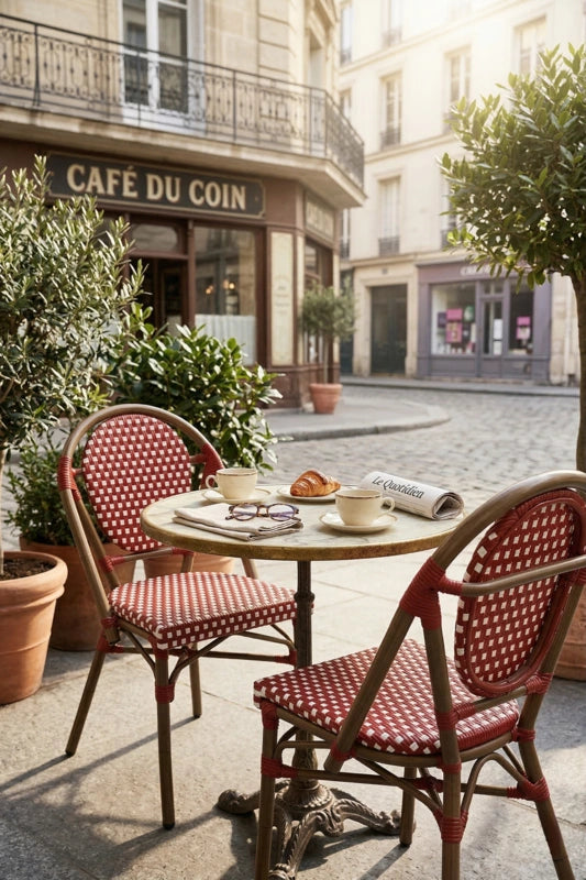 Jardin Elite French Bistro Cane & Wicker Coffee Chair | Aluminium Frame | Stackable Café & Patio Chair