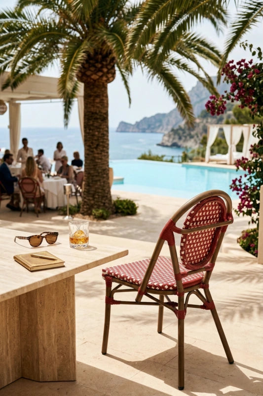 Jardin Elite French Bistro Cane & Wicker Coffee Chair | Aluminium Frame | Stackable Café & Patio Chair