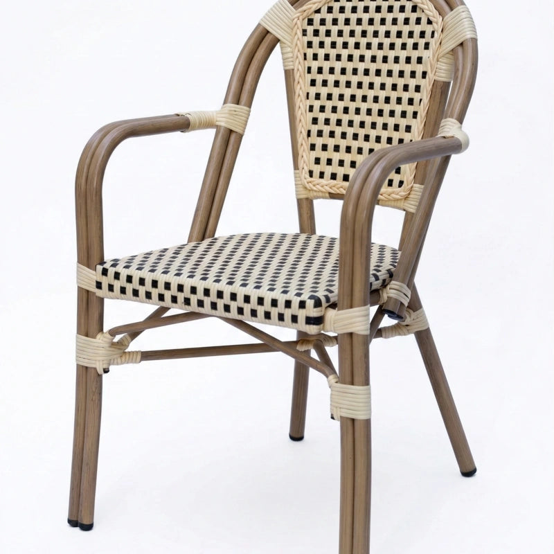 Le Patrimoine French Bistro Cane & Wicker Coffee Chair | Aluminium Frame | Stackable Café & Patio Chair