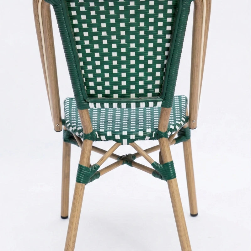 Maison Prestige French Bistro Cane & Wicker Coffee Chair | Aluminium Frame | Stackable Café & Patio Chair