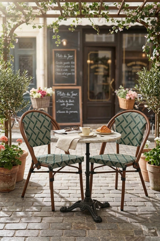 Montclair French Bistro Cane & Wicker Coffee Chair | Aluminium Frame | Stackable Café & Patio Chair