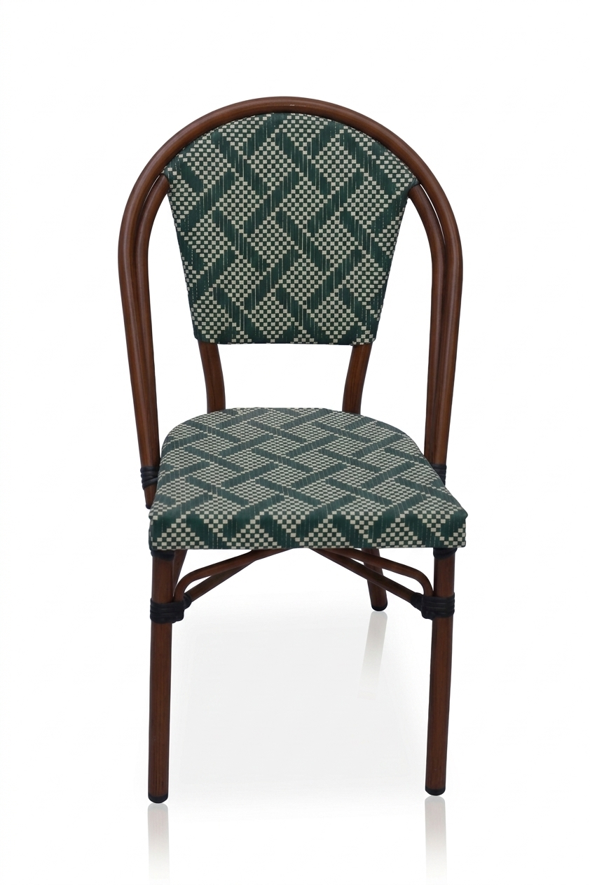 Montclair French Bistro Cane & Wicker Coffee Chair | Aluminium Frame | Stackable Café & Patio Chair front