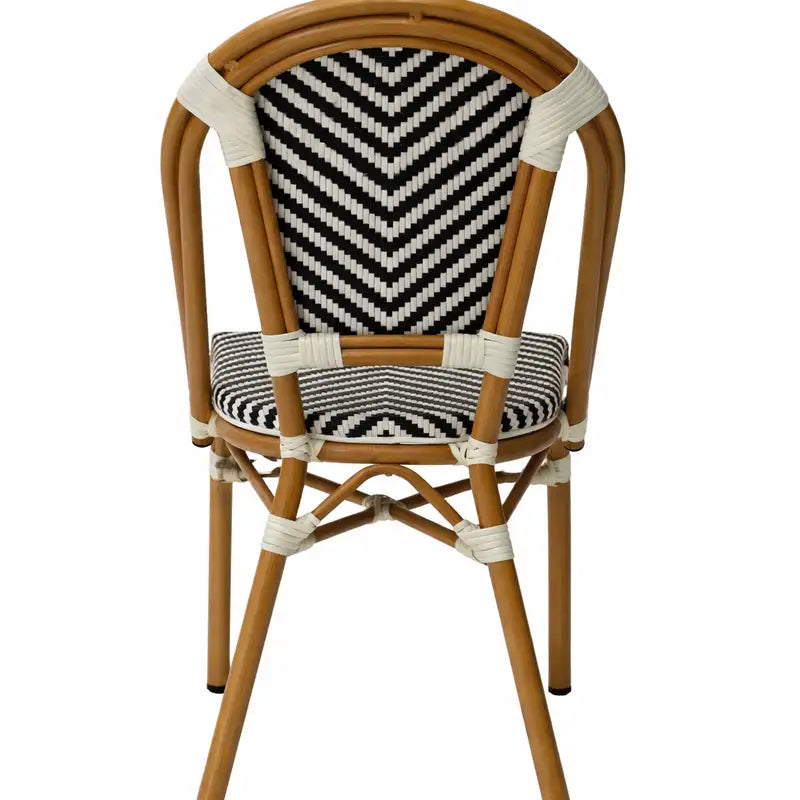 Noir Cannage French Bistro Cane & Wicker Coffee Chair | Aluminium Frame | Stackable Café & Patio Chair