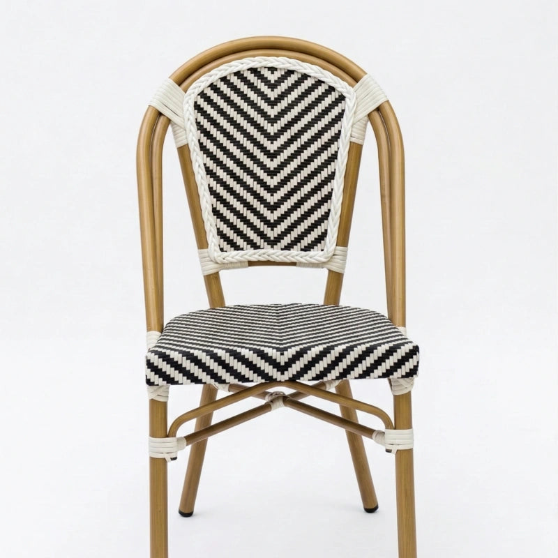 Noir Cannage French Bistro Cane & Wicker Coffee Chair | Aluminium Frame | Stackable Café & Patio Chair