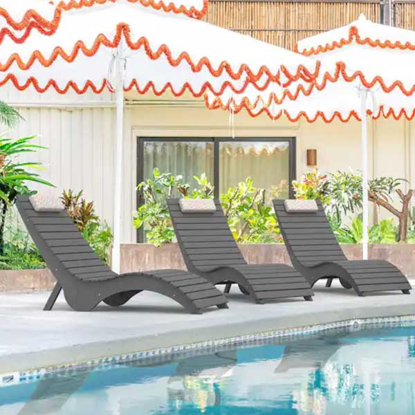 Outdoor Floating Pool Lounger FRP - Submerged Sun Bed, Immersed Sun Lounger, Water Dip Laguna Wave Sunbed grey