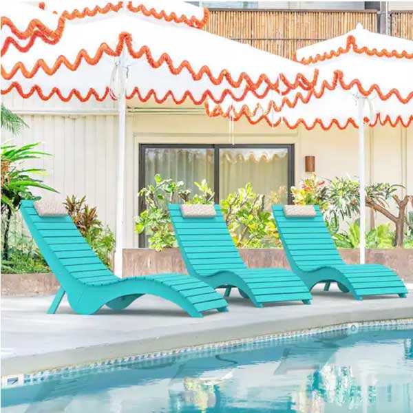 Outdoor Floating Pool Lounger FRP - Submerged Sun Bed, Immersed Sun Lounger, Water Dip Laguna Wave Sunbed sky blue