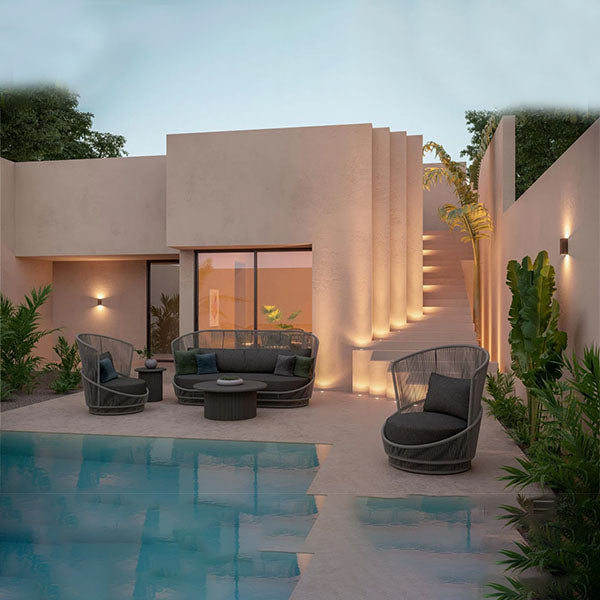 Outdoor Furniture Alluminum Braided & Rope Sofa- Loftoro