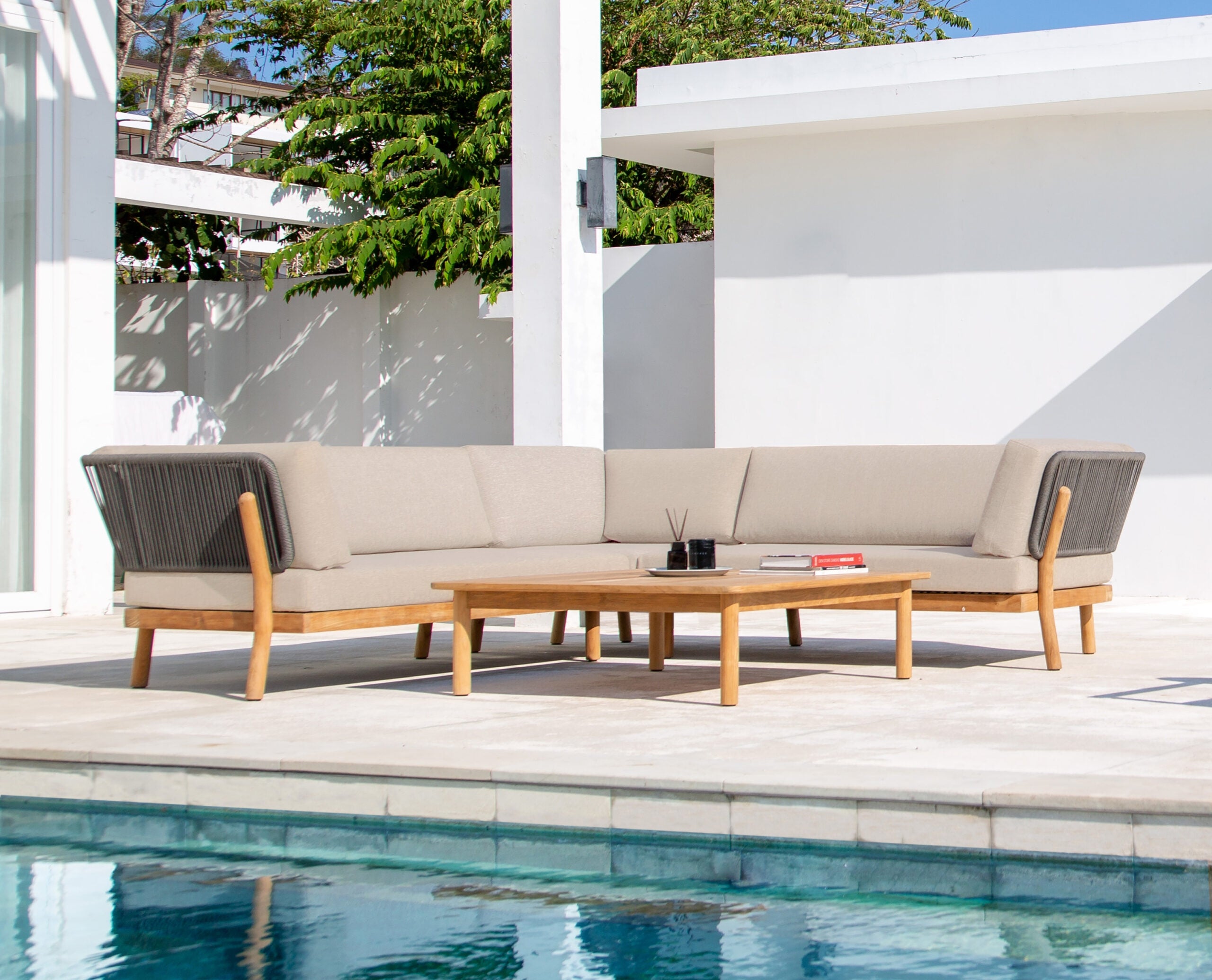 Outdoor Furniture Braided wooden Sofa- Ecoflair L shape with 