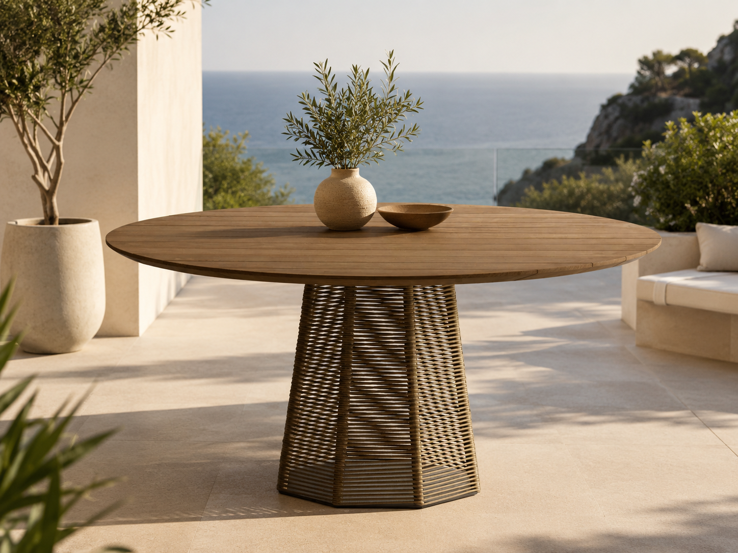 Outdoor Furniture Patio Braid & Rope Coffee Table & Center Table -RAVELLO