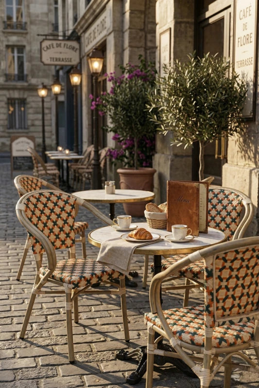 Palais Tressé French Bistro Cane & Wicker Coffee Chair | Aluminium Frame | Stackable Café & Patio Chair