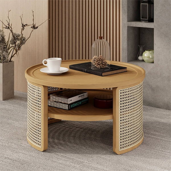 Wooden Cane Rattan Coffee Table - Pureza