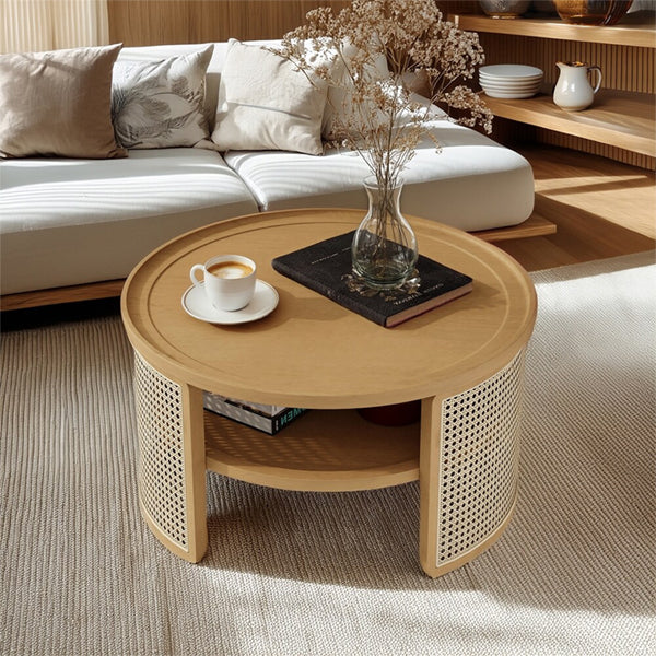 Wooden Cane Rattan Coffee Table - Pureza