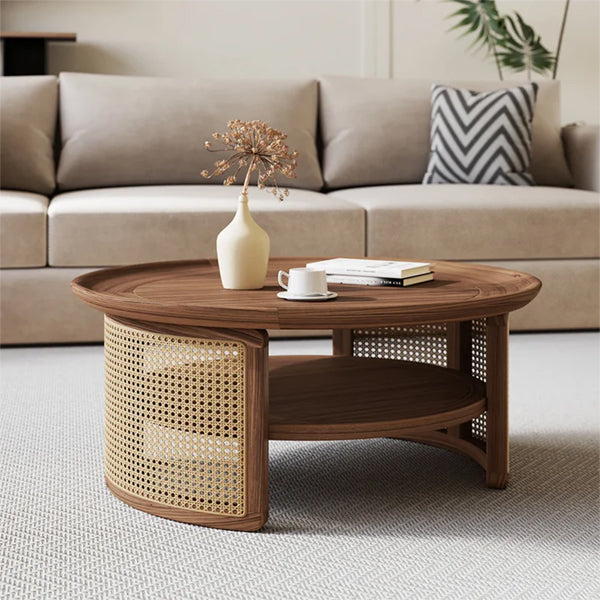 Wooden Cane Rattan Coffee Table - Rejoice