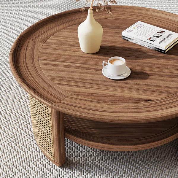 Wooden Cane Rattan Coffee Table - Rejoice
