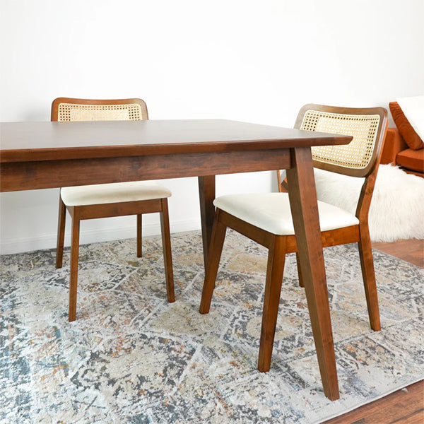 Wooden Cane & Rattan Dining Chair - Easeon