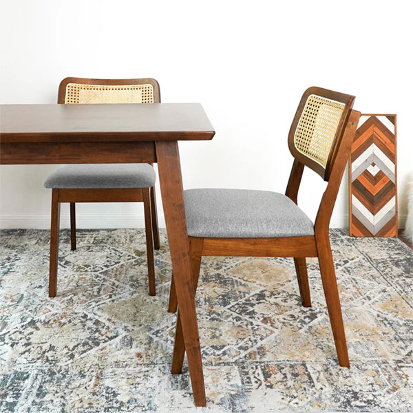 Wooden Cane & Rattan Dining Chair - Exhilaration