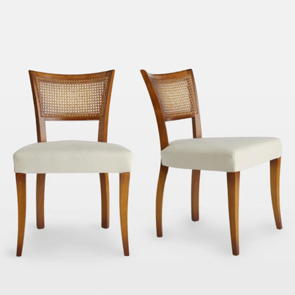 Wooden Cane & Rattan Dining Chair -  Sable