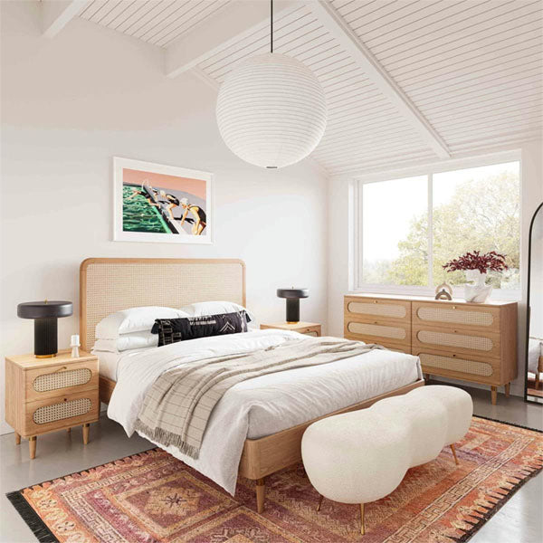 Wooden Cane & Rattan Furniture - Bed - Vintage