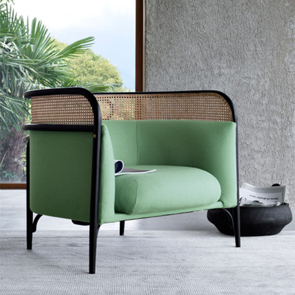 Wooden Cane & Rattan Lounge Chair - Bella