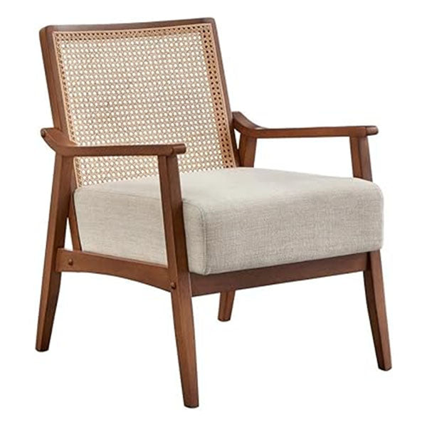 Wooden Cane & Rattan Lounge Chair - Cozy Curve