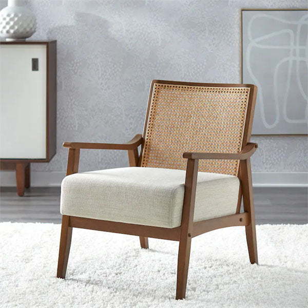Wooden Cane & Rattan Lounge Chair - Cozy Curve