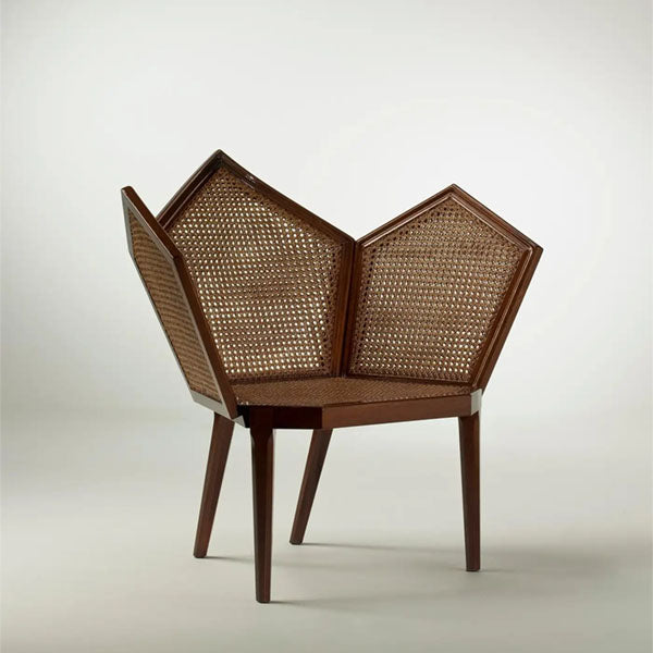 Wooden Cane & Rattan Lounge Chair - Genoa