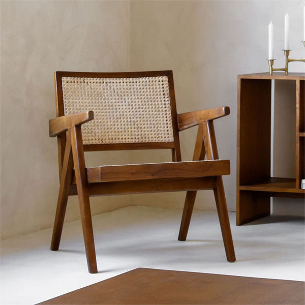 Wooden Rattan Cane Chair - Accent