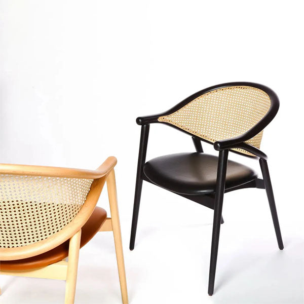 Wooden Rattan Cane Chair - Magnus