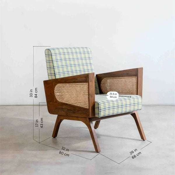 Wooden Rattan Cane Chair - Wingback Chair