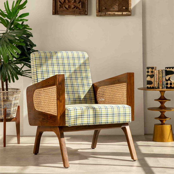 Wooden Rattan Cane Chair - Wingback Chair 1